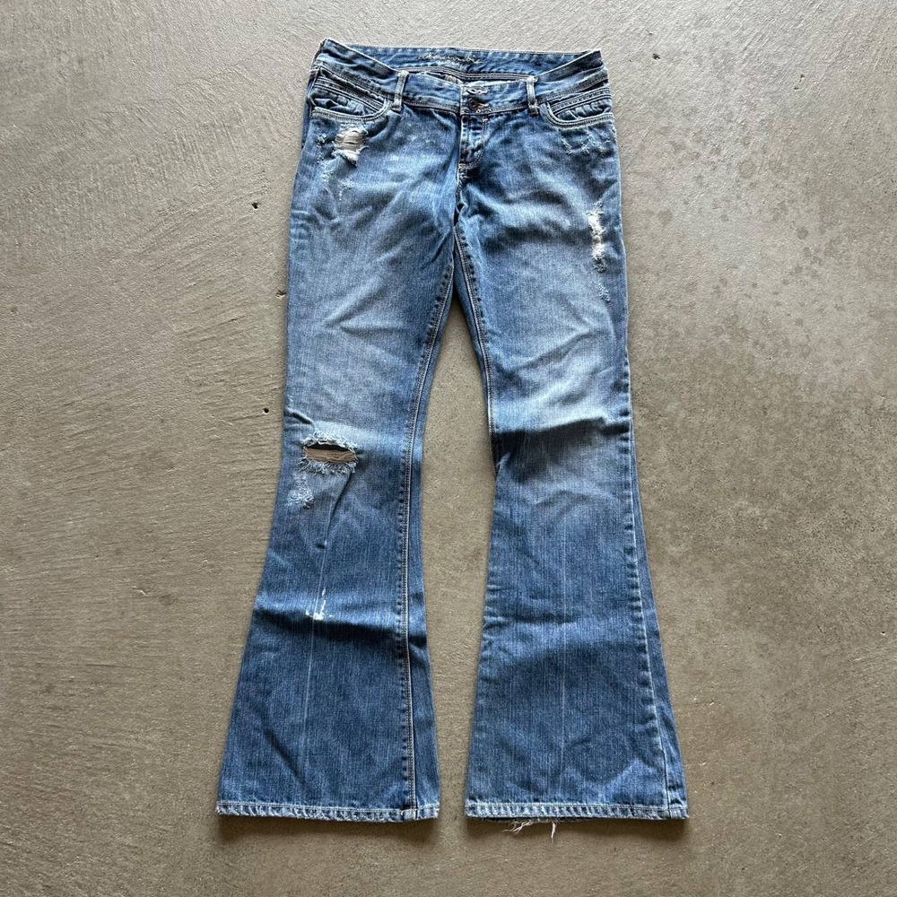 Vintage Abercrombie & Fitch Flare Jeans Womens 30x32 Blue Light Wash Denim Boot